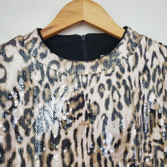 Chico's Women's Top Large Multicolor Sequined Cheetah Print Mob Wife Chic - Picture 2 of 10